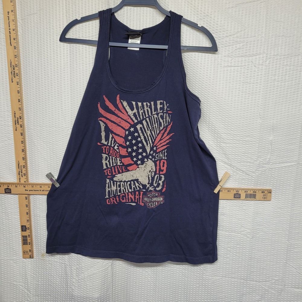 Harley Davidson Tank Top 2XL Navy Blue Graphic Eagle Brandt's I-69 Indiana